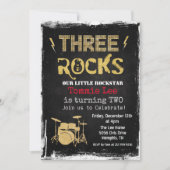 Three Rocks Rockstar Drumstel 3e Verjaardag  Kaart (Voorkant)