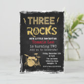 Three Rocks Rockstar Drumstel 3e Verjaardag  Kaart (Staand voorkant)