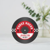 Three Rocks Vinyl Record Rock n Roll 3e verjaardag Kaart (Staand voorkant)