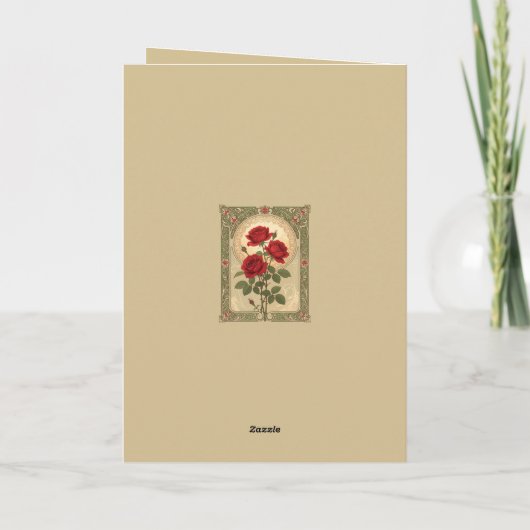 Three Romantic Red Roses Art Nouveau Style Kaart (Achterkant)