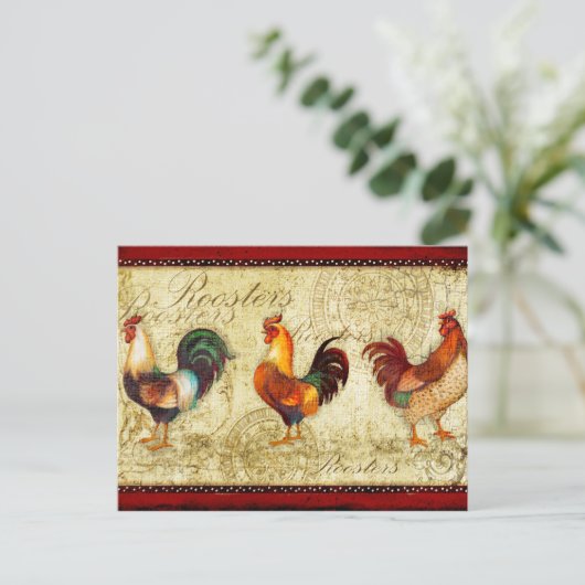 Three Roosters Briefkaart (Staand voorkant)