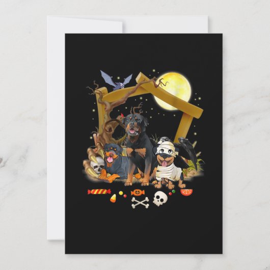 Three Rottweiler Dogs Halloween Dog Halloween Gift Aankondiging (Voorkant)