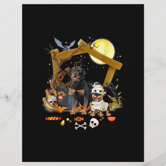 Three Rottweiler Dogs Halloween Dog Halloween Gift Briefhoofd (Voorkant)