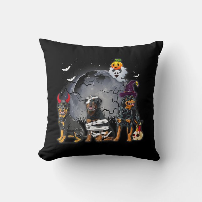 Three Rottweilers Satan Witch Mummy Halloween Cost Kussen (Voorkant)