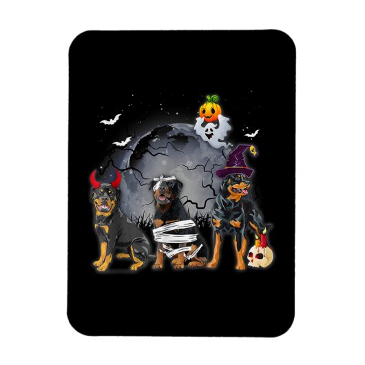 Three Rottweilers Satan Witch Mummy Halloween Cost Magneet (Verticaal)