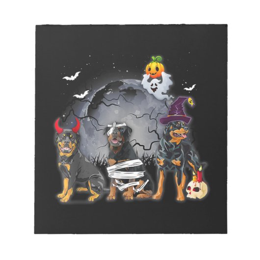 Three Rottweilers Satan Witch Mummy Halloween Cost Notitieblok (Voorkant)