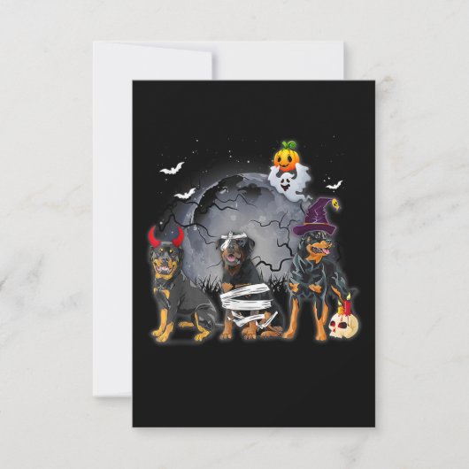 Three Rottweilers Satan Witch Mummy Halloween Cost RSVP Kaartje (Voorkant)