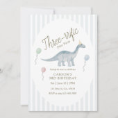 Three-rrific Dinosaur Birthday Invitation Kaart (Voorkant)