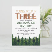 Three Rustic Wood Boys 3rd Birthday Kaart (Staand voorkant)