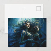 Three Sea Nymphs in Mirror Fantasy Painting Briefkaart (Voorkant / Achterkant)