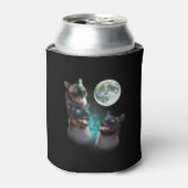 Three Siamese Cats Howl At The Moon Funny Hallowee Blikjeskoeler (Blikje Voorkant)