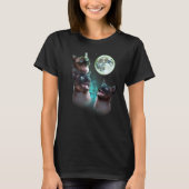 Three Siamese Cats Howl At The Moon Funny Hallowee T-shirt (Voorkant)