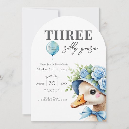 Three Silly Goose Boy 3rd Birthday  Invitation Kaart (Voorkant)