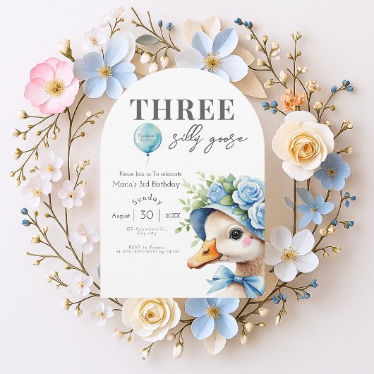 Three Silly Goose Boy 3rd Birthday Invitation Kaart