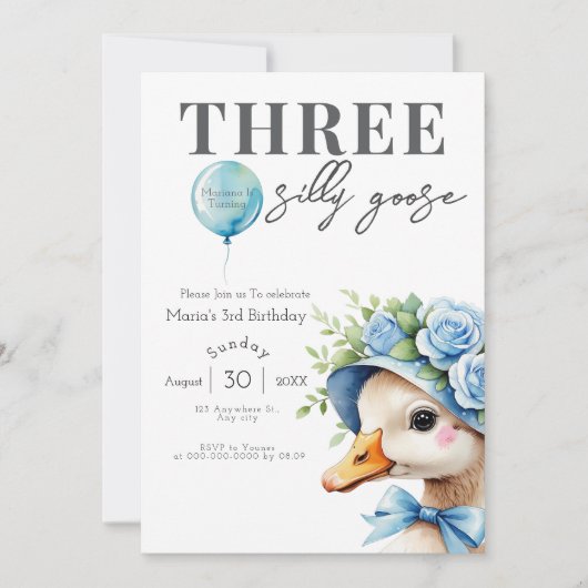 Three Silly Goose Boy 3rd Birthday  Invitation Kaart (Voorkant)