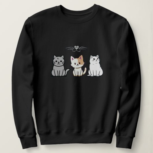 Three Sitting Cartoon Cats Trui (Design voorkant)