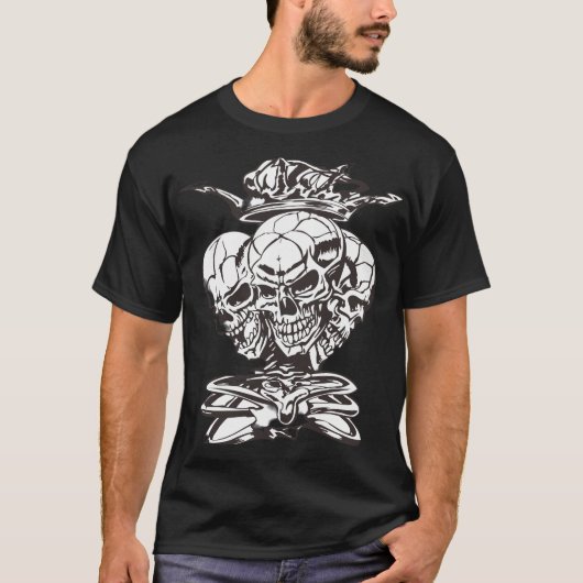 Three Skulls with Crown T-shirt (Voorkant)