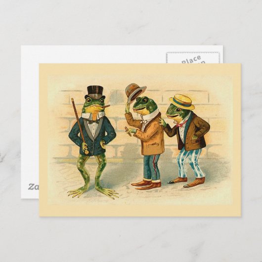 "Three Sociable Frogs" Briefkaart (Voorkant / Achterkant)