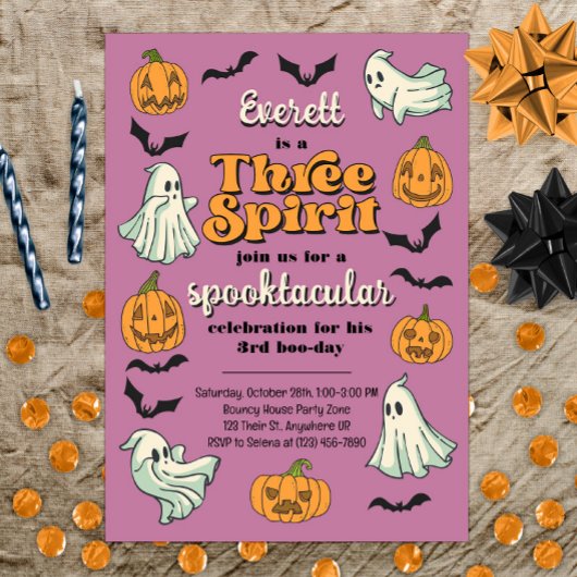 Three Spirit Ghost Derde Halloween Herfst Verjaard Kaart