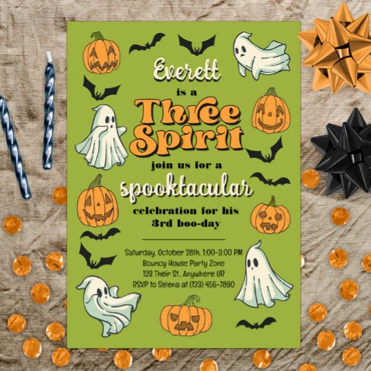 Three Spirit Ghost Derde Halloween Herfst Verjaard Kaart