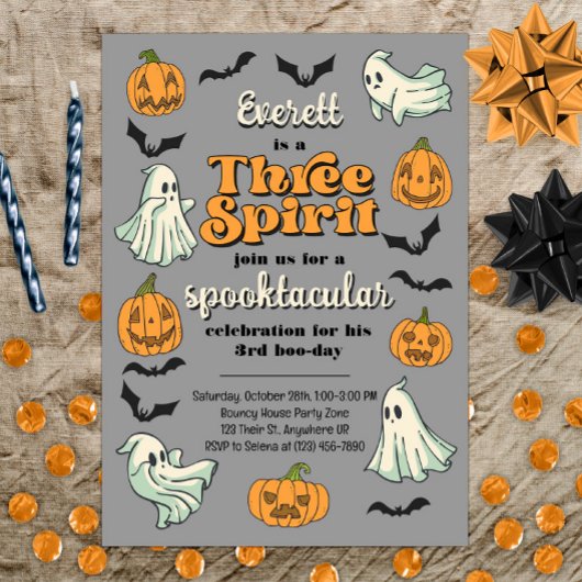Three Spirit Ghost Derde Halloween Herfst Verjaard Kaart