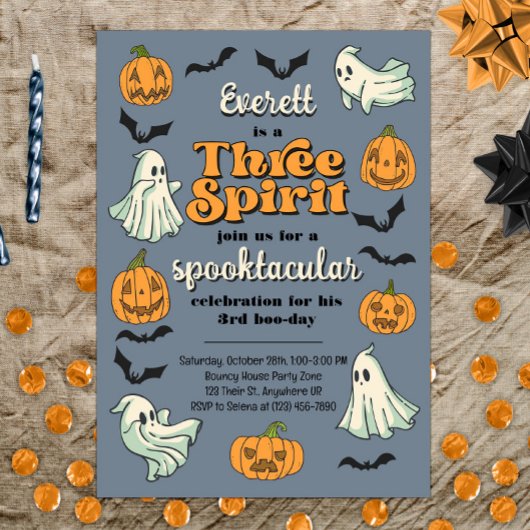 Three Spirit Ghost Derde Halloween Herfst Verjaard Kaart