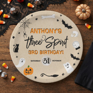 Three Spirit! Halloween 3e Verjaardagsfeestje Papieren Bordje