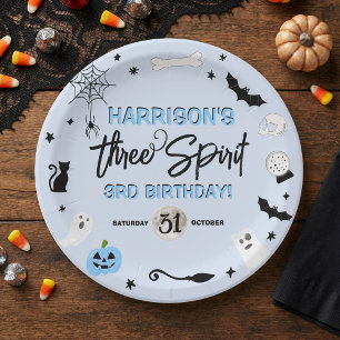 Three Spirit! Jongens Halloween 3e verjaardagsfees Papieren Bordje