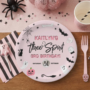 Three Spirit! Meisjes Halloween 3e Verjaardagsfees Papieren Bordje