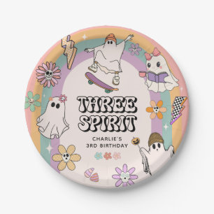 Three Spirit Retro Halloween 3e verjaardagsfeestje Papieren Bordje