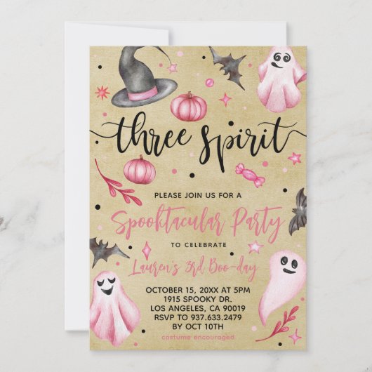 Three Spirit Spooky Halloween Verjaardag Kaart (Voorkant)