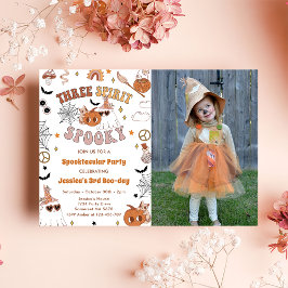 Three Spirit Spooky Leuke Groovy Halloween Foto Kaart