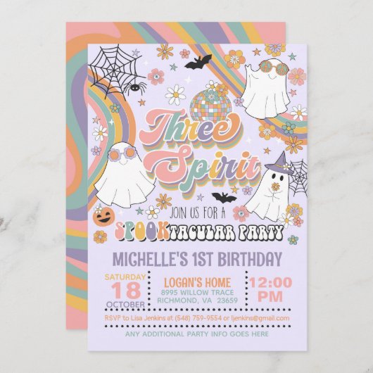 Three Spirit Verjaardagsuitnodiging - Meisje (Paar Kaart (Voorkant / Achterkant)