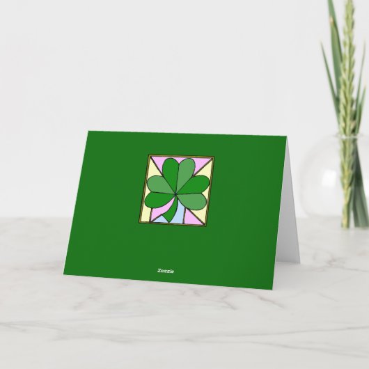 THREE SQUARES WITH SHAMROCKS, "ST. PATRICK'S DAY G KAART (Achterkant)