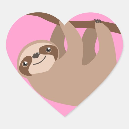 Three-Toed Sloth Hart Sticker (Voorkant)