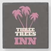 Three Trees Inn (wit) Stenen Onderzetter (Voorkant)