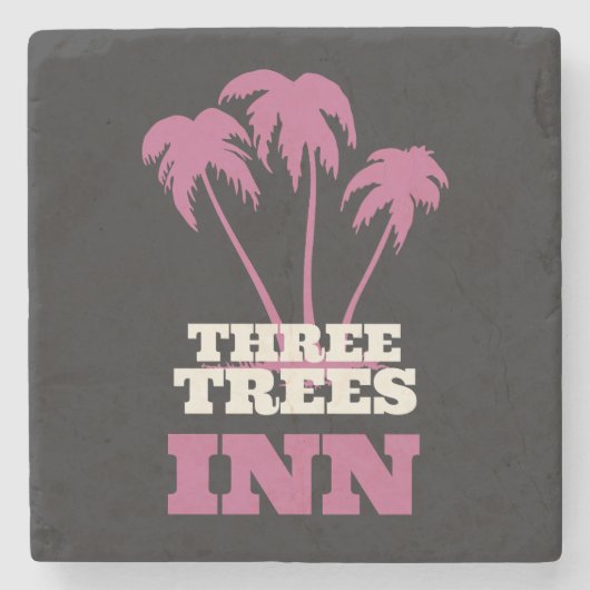 Three Trees Inn (wit) Stenen Onderzetter (Voorkant)