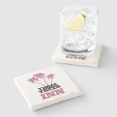 Three Trees Inn (zwart) Stenen Onderzetter (Zijkant)