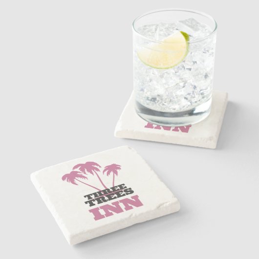 Three Trees Inn (zwart) Stenen Onderzetter (Zijkant)