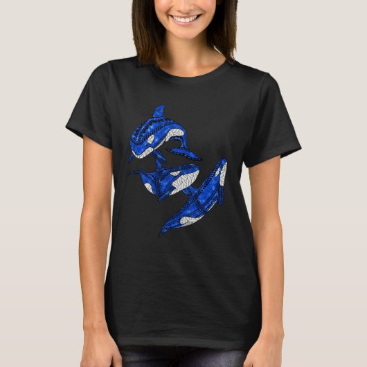Three Tribal Orca Whales Ocean Animals T-shirt (Voorkant)