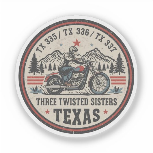 Three twisted sisters , tx 335,tx 336,tx 337 road Sticker (Voorkant)