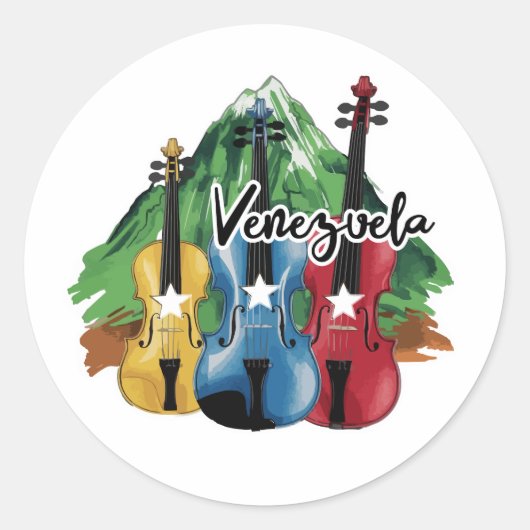 three Venezuelan violins Ronde Sticker (Voorkant)