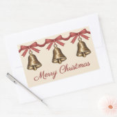 Three Watercolor Brass Christmas Bells And Text Rechthoekige Sticker (Envelop)