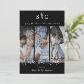 Three Wedding Photo Collage Engagement Session Save The Date (Staand voorkant)