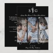 Three Wedding Photo Collage Engagement Session Save The Date (Voorkant / Achterkant)