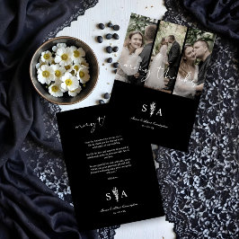 Three Wedding Photo Collage Many Thanks Quote Bedankkaart