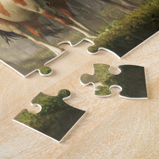 Three Wild Horses in the Forest Legpuzzel (Zijkant)