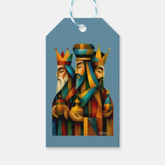 Three Wise Men Abstract Nativity Art  Cadeaulabel (Voorkant)