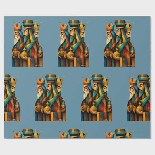 Three Wise Men Abstract Nativity Art Cadeaupapier (Vlak)