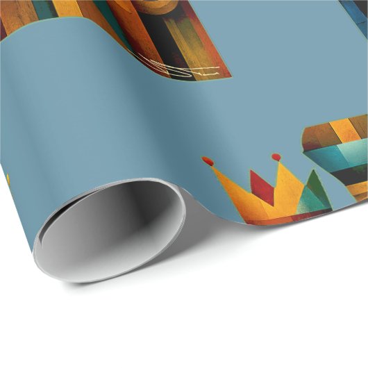 Three Wise Men Abstract Nativity Art Cadeaupapier (Rol Hoek)